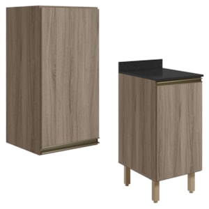 Armario Aereo Balcao 1 Porta 40cm MDF Kali Carvalho Toq Carvalho Toq Nicioli