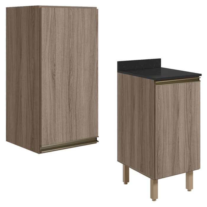 Armario Aereo Balcao 1 Porta 40cm MDF Kali Carvalho Toq Carvalho Toq Nicioli