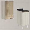 Armario Aereo Balcao 1P Vidro 40cm MDF Kali Bianco Toq Bianco Toq Nicioli