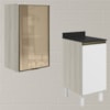 Armario Aereo Balcao 1P Vidro 40cm MDF Kali Bianco Toq Branco Uv Nicioli