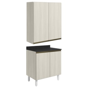 Armario Aereo Balcao 2 Portas 60cm MDF Kali Bianco Toq Bianco Toq Nicioli