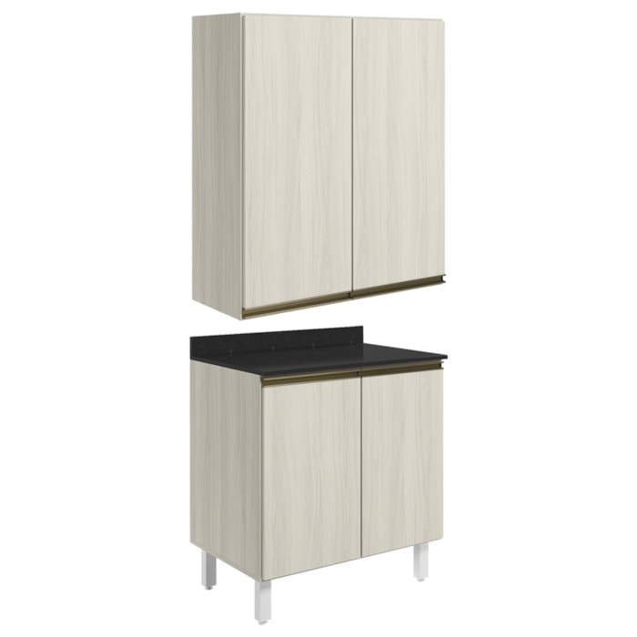 Armario Aereo Balcao 2 Portas 60cm MDF Kali Bianco Toq Bianco Toq Nicioli