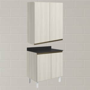 Armario Aereo Balcao 2 Portas 60cm MDF Kali Bianco Toq Bianco Toq Nicioli