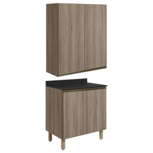 Armario Aereo Balcao 2 Portas 60cm MDF Kali Carvalho Toq Carvalho Toq Nicioli