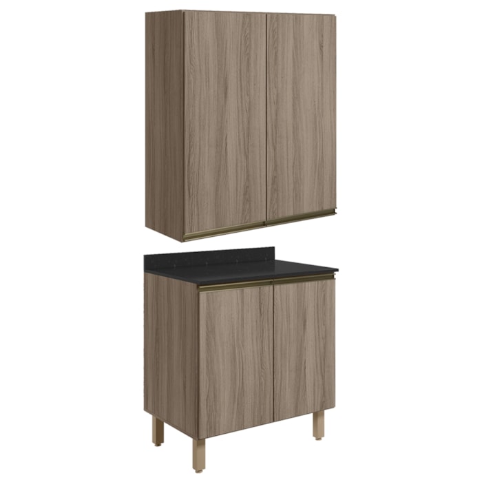 Armario Aereo Balcao 2 Portas 60cm MDF Kali Carvalho Toq Carvalho Toq Nicioli