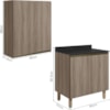 Armario Aereo Balcao 2 Portas 60cm MDF Kali Carvalho Toq Carvalho Toq Nicioli