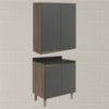 Armario Aereo Balcao 2 Portas 60cm MDF Kali Carvalho Toq Chumbo Nicioli