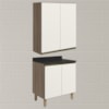 Armario Aereo Balcao 2 Portas 60cm MDF Kali Carvalho Toq Off White Cetim Nicioli