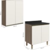 Armario Aereo Balcao 2 Portas 60cm MDF Kali Carvalho Toq Off White Cetim Nicioli