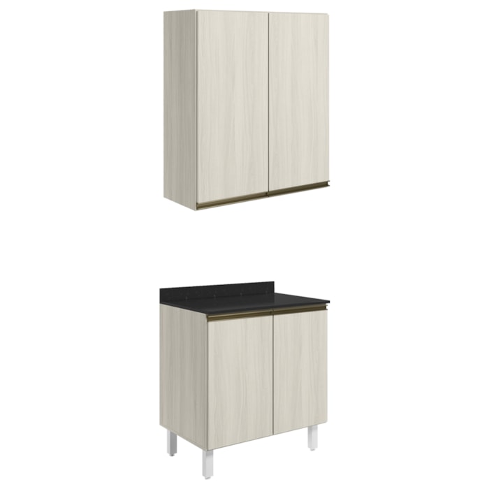 Armario Aereo Balcao 2 Portas 70cm MDF Kali Bianco Toq Bianco Toq Nicioli