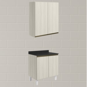 Armario Aereo Balcao 2 Portas 70cm MDF Kali Bianco Toq Bianco Toq Nicioli