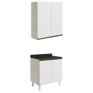 Armario Aereo Balcao 2 Portas 70cm MDF Kali Bianco Toq Branco Uv Nicioli