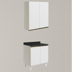Armario Aereo Balcao 2 Portas 70cm MDF Kali Bianco Toq Branco Uv Nicioli