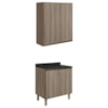Armario Aereo Balcao 2 Portas 70cm MDF Kali Carvalho Toq Carvalho Toq Nicioli