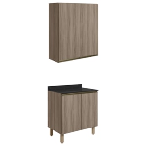 Armario Aereo Balcao 2 Portas 70cm MDF Kali Carvalho Toq Carvalho Toq Nicioli