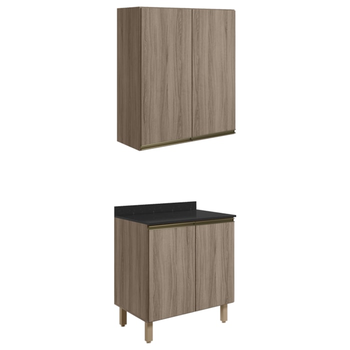 Armario Aereo Balcao 2 Portas 70cm MDF Kali Carvalho Toq Carvalho Toq Nicioli