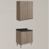 Armario Aereo Balcao 2 Portas 70cm MDF Kali Carvalho Toq Carvalho Toq Nicioli
