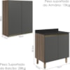 Armario Aereo Balcao 2 Portas 70cm MDF Kali Carvalho Toq Chumbo Nicioli