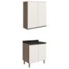 Armario Aereo Balcao 2 Portas 70cm MDF Kali Carvalho Toq Off White Cetim Nicioli