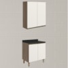 Armario Aereo Balcao 2 Portas 70cm MDF Kali Carvalho Toq Off White Cetim Nicioli