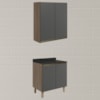 Armario Aereo Balcao 2 Portas 80cm MDF Kali Carvalho Toq Chumbo Nicioli