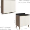 Armario Aereo Balcao 2 Portas 80cm MDF Kali Carvalho Toq Off White Cetim Nicioli