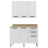 Armario Aereo Balcao Com Tampo MDF 120 cm CZ33 Branco Carvalho Tecno Mobili