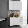 Armario Aereo Balcao Com Tampo MDF 120 cm CZ33 Branco Carvalho Tecno Mobili