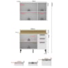 Armario Aereo Balcao Com Tampo MDF 120 cm CZ33 Branco Carvalho Tecno Mobili