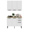 Armario Aereo Balcao Com Tampo MDF 120 cm CZ33 Branco Carvalho Tecno Mobili