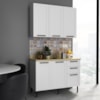 Armario Aereo Balcao Com Tampo MDF 120 cm CZ33 Branco Carvalho Tecno Mobili