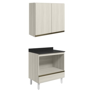 Armario Aereo Balcao Forno 80cm MDF Kali Bianco Toq Bianco Toq Nicioli