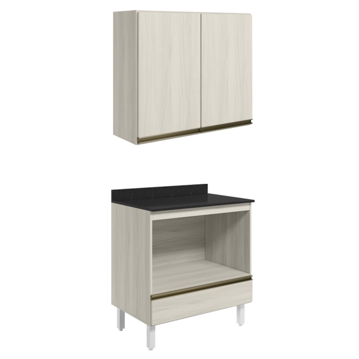 Armario Aereo Balcao Forno 80cm MDF Kali Bianco Toq Bianco Toq Nicioli