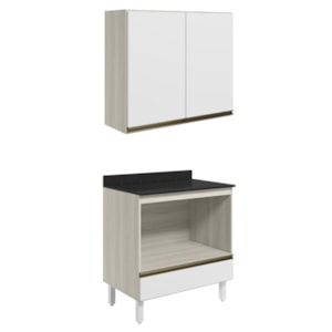 Armario Aereo Balcao Forno 80cm MDF Kali Bianco Toq Branco Uv Nicioli