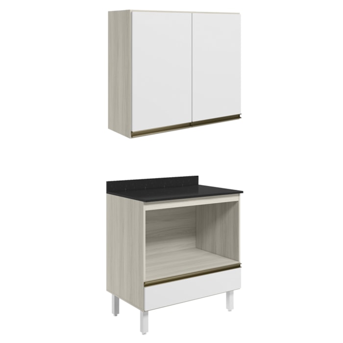 Armario Aereo Balcao Forno 80cm MDF Kali Bianco Toq Branco Uv Nicioli