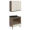 Armario Aereo Balcao Forno 80cm MDF Kali Carvalho Toq Bianco Toq Nicioli