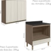 Armario Aereo Balcao Forno 80cm MDF Kali Carvalho Toq Bianco Toq Nicioli