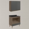 Armario Aereo Balcao Forno 80cm MDF Kali Carvalho Toq Chumbo Nicioli