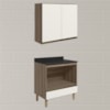 Armario Aereo Balcao Forno 80cm MDF Kali Carvalho Toq Off White Cetim Nicioli