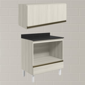 Armario Aereo Balcao Forno MDF Kali Bianco Toq Bianco Toq Nicioli