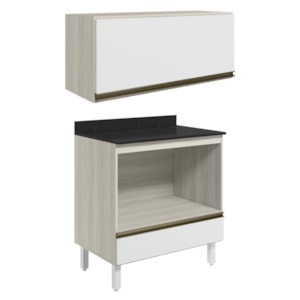 Armario Aereo Balcao Forno MDF Kali Bianco Toq Branco Uv Nicioli