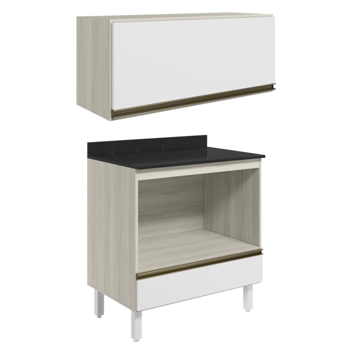 Armario Aereo Balcao Forno MDF Kali Bianco Toq Branco Uv Nicioli