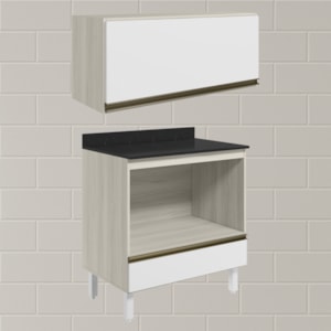 Armario Aereo Balcao Forno MDF Kali Bianco Toq Branco Uv Nicioli