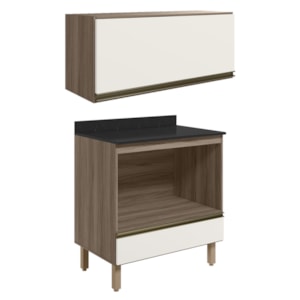 Armario Aereo Balcao Forno MDF Kali Carvalho Toq Off White Cetim Nicioli Armario Aereo Balcao Forno MDF Kali Carvalho Toq Off White Cetim Nicioli