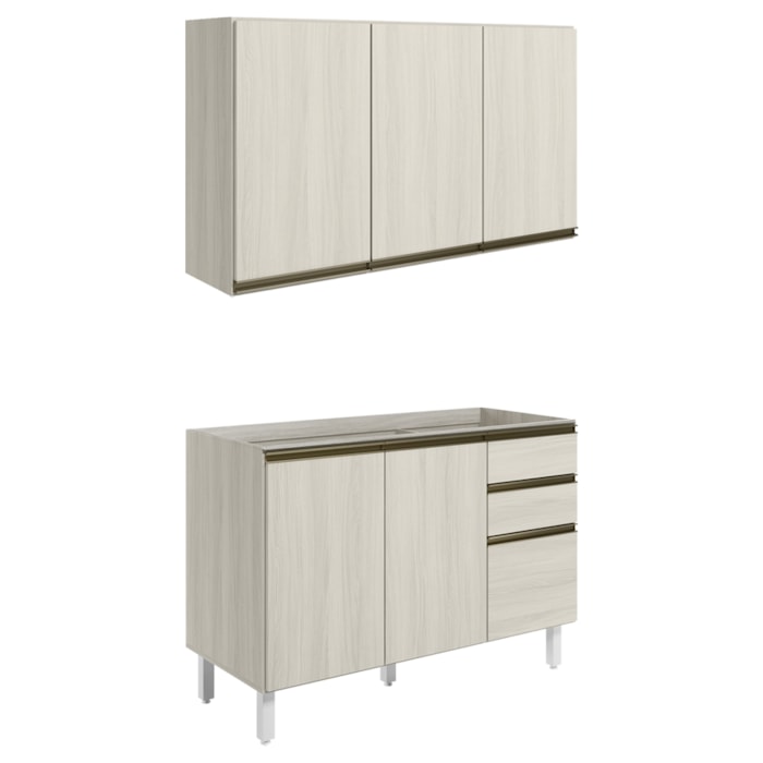 Armario Aereo Balcao Pia 120 cm MDF Kali Bianco Toq Bianco Toq Nicioli