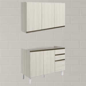 Armario Aereo Balcao Pia 120 cm MDF Kali Bianco Toq Bianco Toq Nicioli