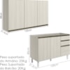 Armario Aereo Balcao Pia 120 cm MDF Kali Bianco Toq Bianco Toq Nicioli