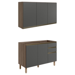 Armario Aereo Balcao Pia 120 cm MDF Kali Carvalho Toq Chumbo Nicioli Armario Aereo Balcao Pia 120 cm MDF Kali Carvalho Toq Chumbo Nicioli