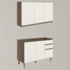 Armario Aereo Balcao Pia 120 cm MDF Kali Carvalho Toq Off White Cetim Nicioli
