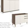 Armario Aereo Balcao Pia 120 cm MDF Kali Carvalho Toq Off White Cetim Nicioli